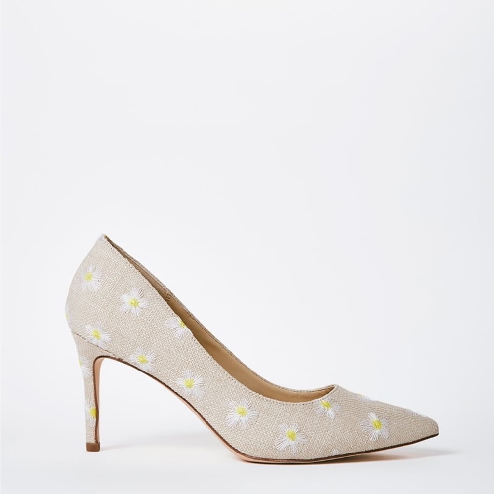 JUSTFAB Khloy Classic Pump Beige Floral Women's High Heels Shoes Size 8 - Picture 2 of 11